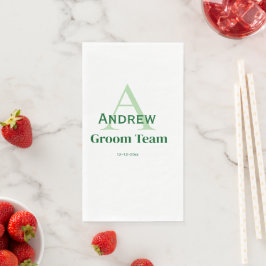 gepersonaliseerd eenvoudig monogram bruidegom team servet