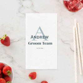 gepersonaliseerd eenvoudig monogram bruidegom team servet