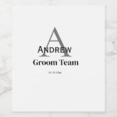 gepersonaliseerd eenvoudig monogram bruidegom team wijn etiket (Enkel label)