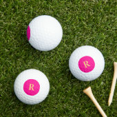 Gepersonaliseerd Eenvoudig Monogram Heet Roze Golfballen (Insitu Gras)