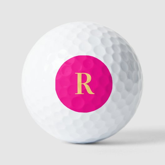 Gepersonaliseerd Eenvoudig Monogram Heet Roze Golfballen (Voorkant)