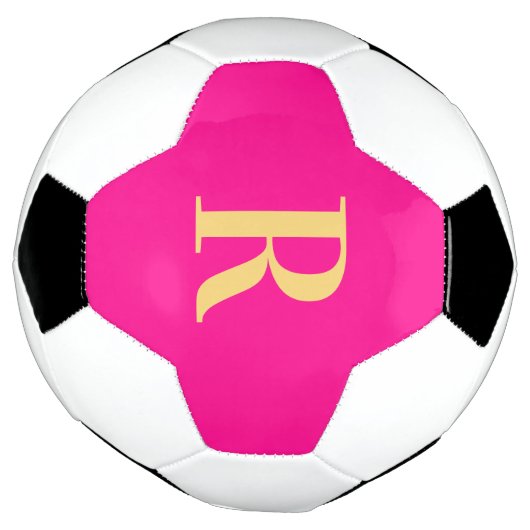 Gepersonaliseerd Eenvoudig Monogram Heet Roze Voetbal (Gedraaid)