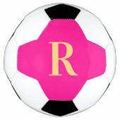 Gepersonaliseerd Eenvoudig Monogram Heet Roze Voetbal (Voorkant)