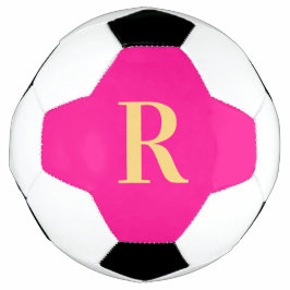 Gepersonaliseerd Eenvoudig Monogram Heet Roze Voetbal