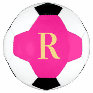Gepersonaliseerd Eenvoudig Monogram Heet Roze Voetbal