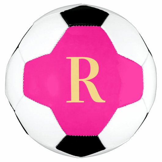 Gepersonaliseerd Eenvoudig Monogram Heet Roze Voetbal (Voorkant)