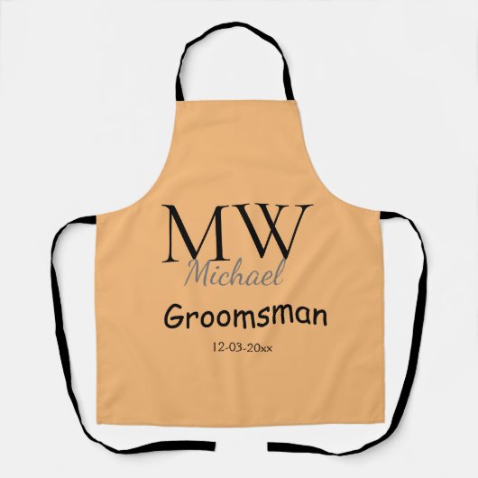 gepersonaliseerd eenvoudig monogram naam bruidsjon schort (Voorkant)