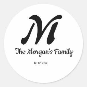 gepersonaliseerd eenvoudig monogram voeg je naam b ronde sticker