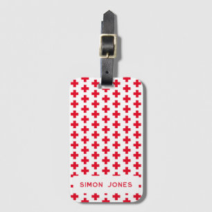 Gepersonaliseerd eenvoudig patroon Rode Kruis Medi Bagagelabel