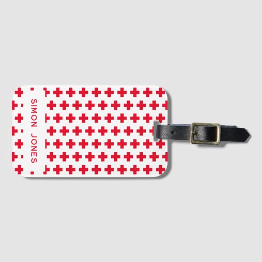 Gepersonaliseerd eenvoudig patroon Rode Kruis Medi Bagagelabel (Voorkant (horizontaal))