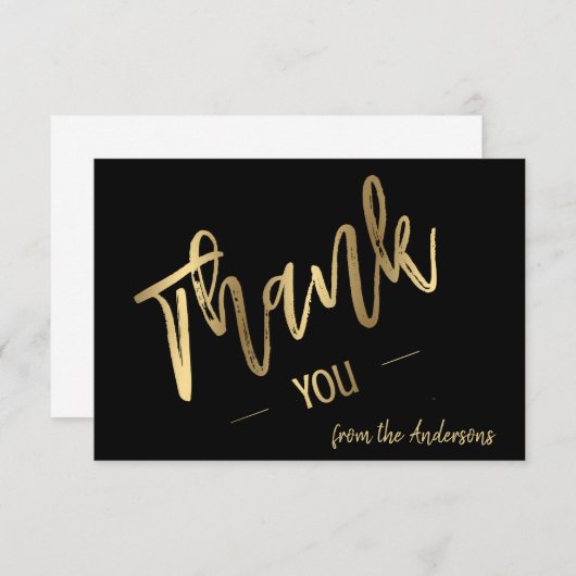 Gepersonaliseerd eenvoudig script Gold Flat Dank u Bedankkaart (Voorkant / Achterkant)