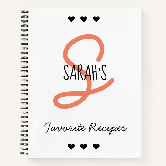 Gepersonaliseerd eenvoudig script monogram recept notitieboek (Voorkant)