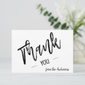 Gepersonaliseerd eenvoudig script plat dank u bedankkaart (Staand voorkant)