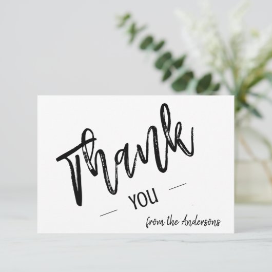 Gepersonaliseerd eenvoudig script plat dank u bedankkaart (Staand voorkant)