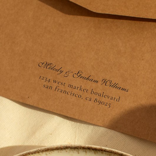 Gepersonaliseerd eenvoudig script retouradres  zelfinktende stempel