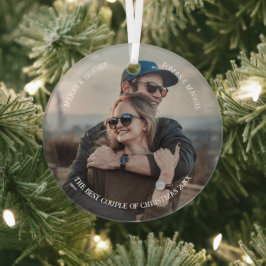 Gepersonaliseerd Eenvoudig stijlvol Schattige paar Glas Ornament