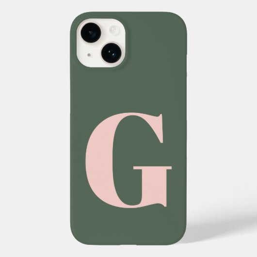 Gepersonaliseerd Eenvoudig Vet Monogram Roze en Gr Case-Mate iPhone Case (Achterkant)