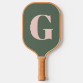 Gepersonaliseerd Eenvoudig Vet Monogram Roze en Gr Pickleball Paddle (Voorkant)