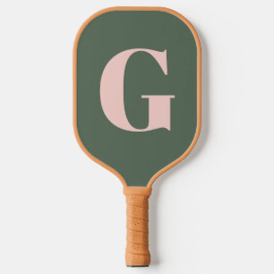 Gepersonaliseerd Eenvoudig Vet Monogram Roze en Gr Pickleball Paddle