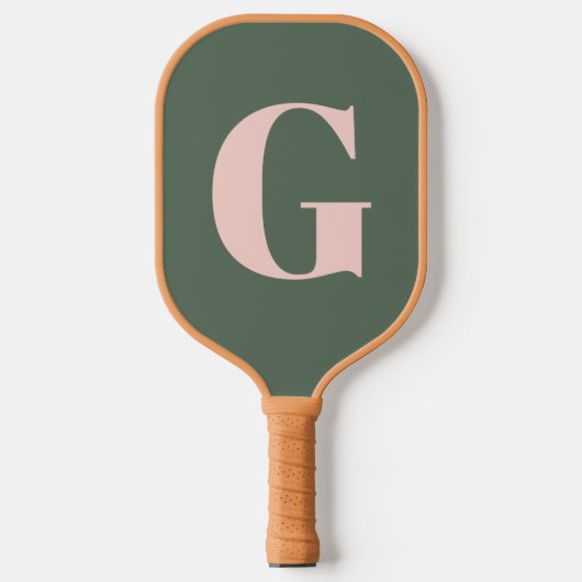 Gepersonaliseerd Eenvoudig Vet Monogram Roze en Gr Pickleball Paddle (Voorkant)