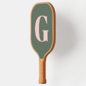 Gepersonaliseerd Eenvoudig Vet Monogram Roze en Gr Pickleball Paddle (Links)
