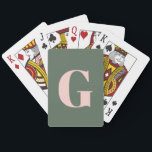 Gepersonaliseerd Eenvoudig Vet Monogram Roze en Gr Pokerkaarten<br><div class="desc">Aangepaste eenvoudige,  blote monogram roze en groene speelkaarten</div>