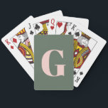 Gepersonaliseerd Eenvoudig Vet Monogram Roze en Gr Pokerkaarten<br><div class="desc">Aangepaste eenvoudige,  blote monogram roze en groene speelkaarten</div>