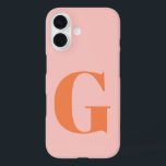 Gepersonaliseerd Eenvoudig Vet Monogram Roze en Or iPhone 16 Hoesje<br><div class="desc">Gepersonaliseerde Eenvoudige Vetgedrukte Monogram Pastel Roze en Oranje Hoesje-Mate iPhone Case</div>