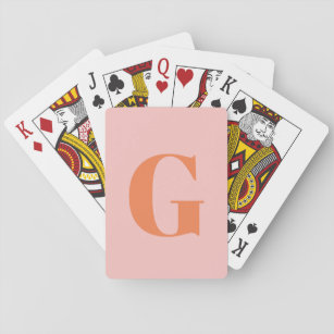 Gepersonaliseerd Eenvoudig Vet Monogram Roze en Or Pokerkaarten