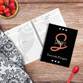 Gepersonaliseerd eenvoudig zwart script monogram r notitieboek