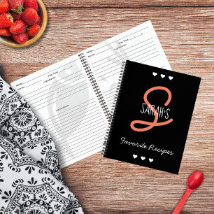Gepersonaliseerd eenvoudig zwart script monogram r notitieboek