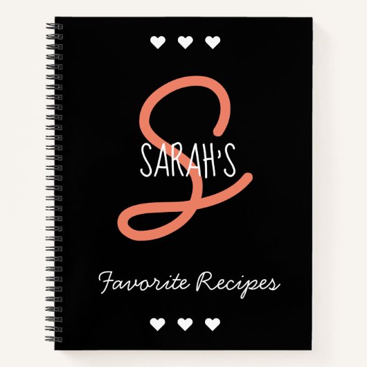 Gepersonaliseerd eenvoudig zwart script monogram r notitieboek (Voorkant)
