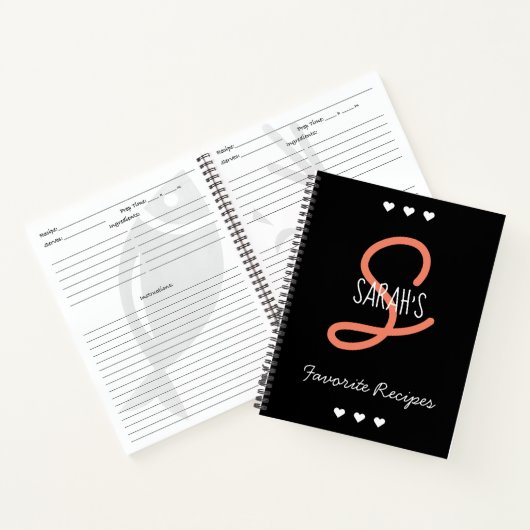 Gepersonaliseerd eenvoudig zwart script monogram r notitieboek (Binnen)