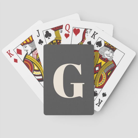 Gepersonaliseerd Eenvoudig zwart-wit monogram Pokerkaarten (Achterkant)