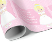 Gepersonaliseerd eerste communiqué - blauw - meisj cadeaupapier (Rol Hoek)