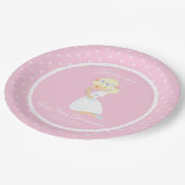 Gepersonaliseerd eerste communiqué - blauw - meisj papieren bordje (Gekanteld)