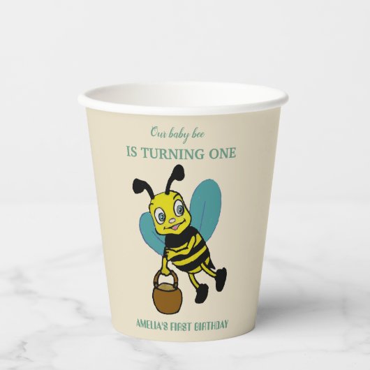 Gepersonaliseerd eerste geboortejaar 1e verjaardag papieren bekers (Voorkant)