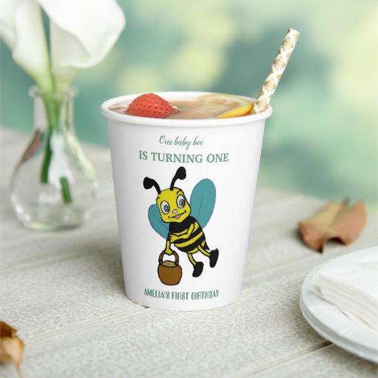 Gepersonaliseerd eerste geboortejaar 1e verjaardag papieren bekers (Insitu)