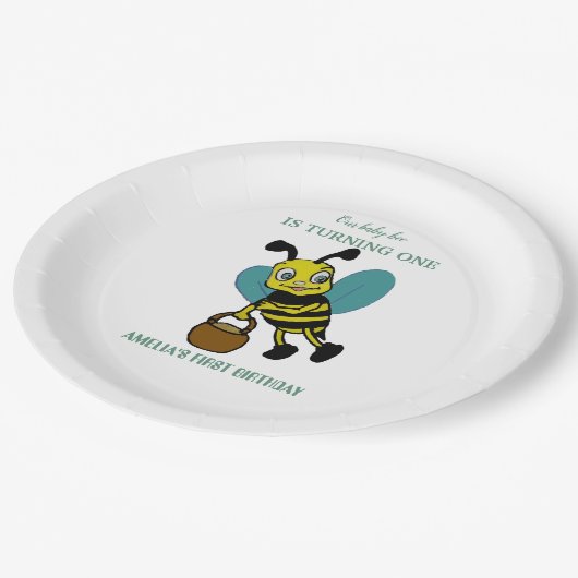 Gepersonaliseerd eerste geboortejaar 1e verjaardag papieren bordje (Gekanteld)