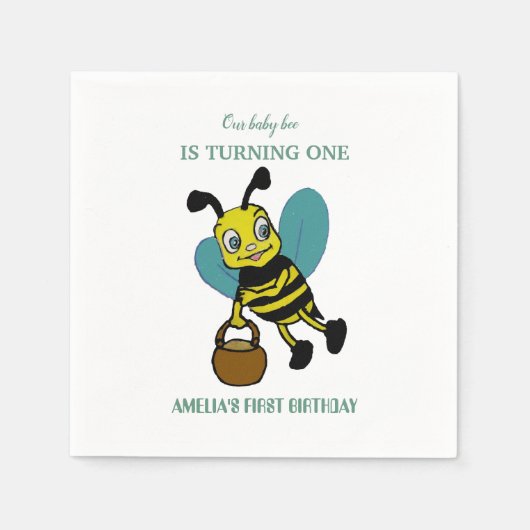 Gepersonaliseerd eerste geboortejaar 1e verjaardag servet (Voorkant)