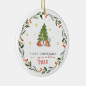 Gepersonaliseerd eerste jaar als oma kerst keramisch ornament (Rechts)