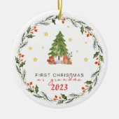 Gepersonaliseerd eerste jaar als oma kerst keramisch ornament (Voorkant)