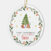 Gepersonaliseerd eerste jaar als oma kerst keramisch ornament (Links)