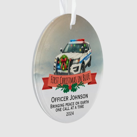 Gepersonaliseerd eerste kerst politie Ornament (voorkant)