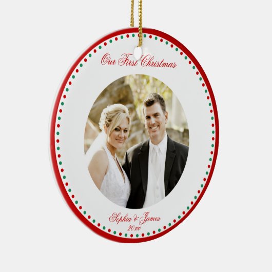 Gepersonaliseerd Eerste Kerstfeest Together Orname Keramisch Ornament (Rechts)