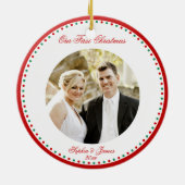 Gepersonaliseerd Eerste Kerstfeest Together Orname Keramisch Ornament (Achterkant)