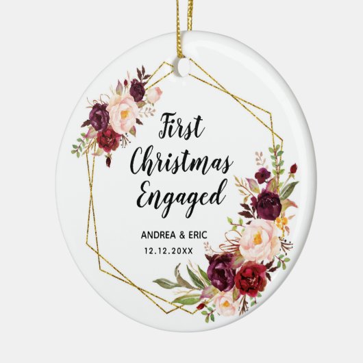 Gepersonaliseerd Eerste Kerstgesprek Keramisch Ornament (Links)