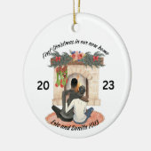 Gepersonaliseerd, eerste Kerstmis in nieuw huis Keramisch Ornament (Links)