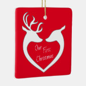 Gepersonaliseerd eerste kerstrenrenrennen Couple R Keramisch Ornament (Rechts)