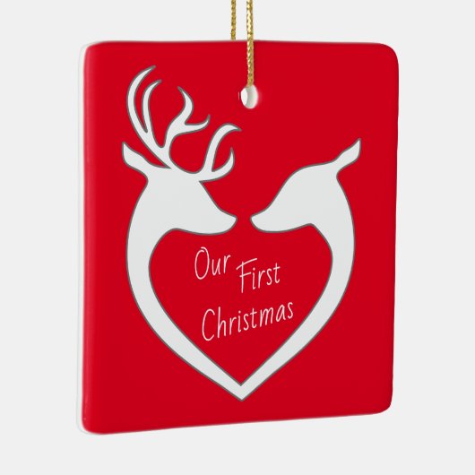 Gepersonaliseerd eerste kerstrenrenrennen Couple R Keramisch Ornament (Rechts)